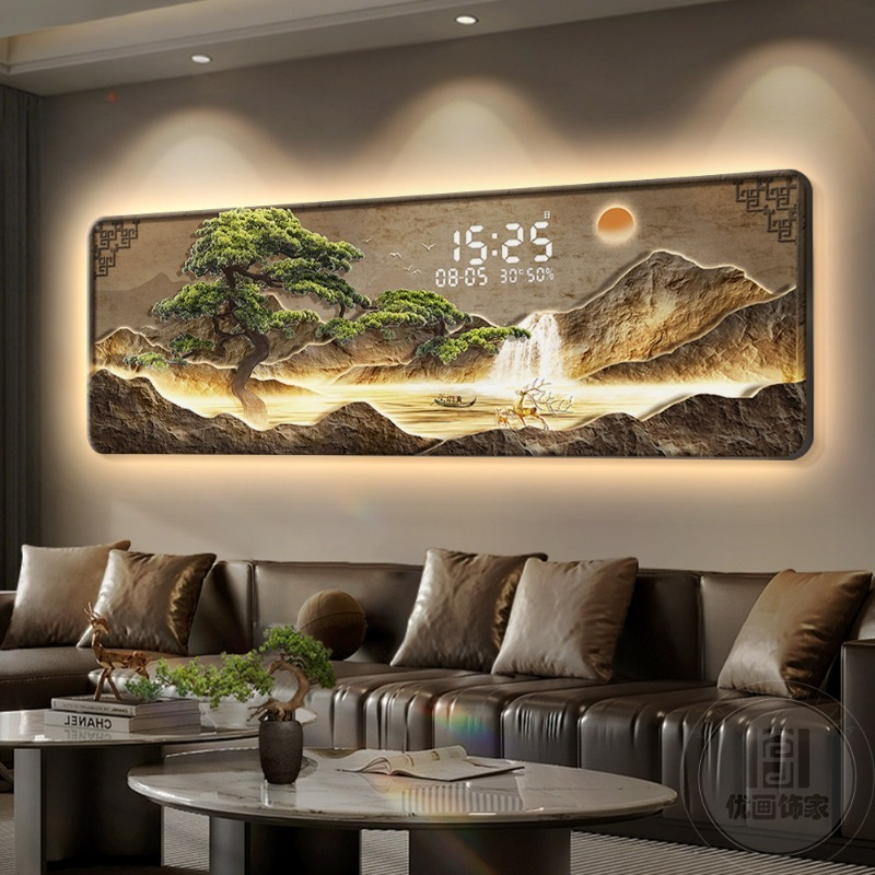 Interior Design Luxury Living Room - ساعة حائط رقمية فاخرة كبيرة الحجم،