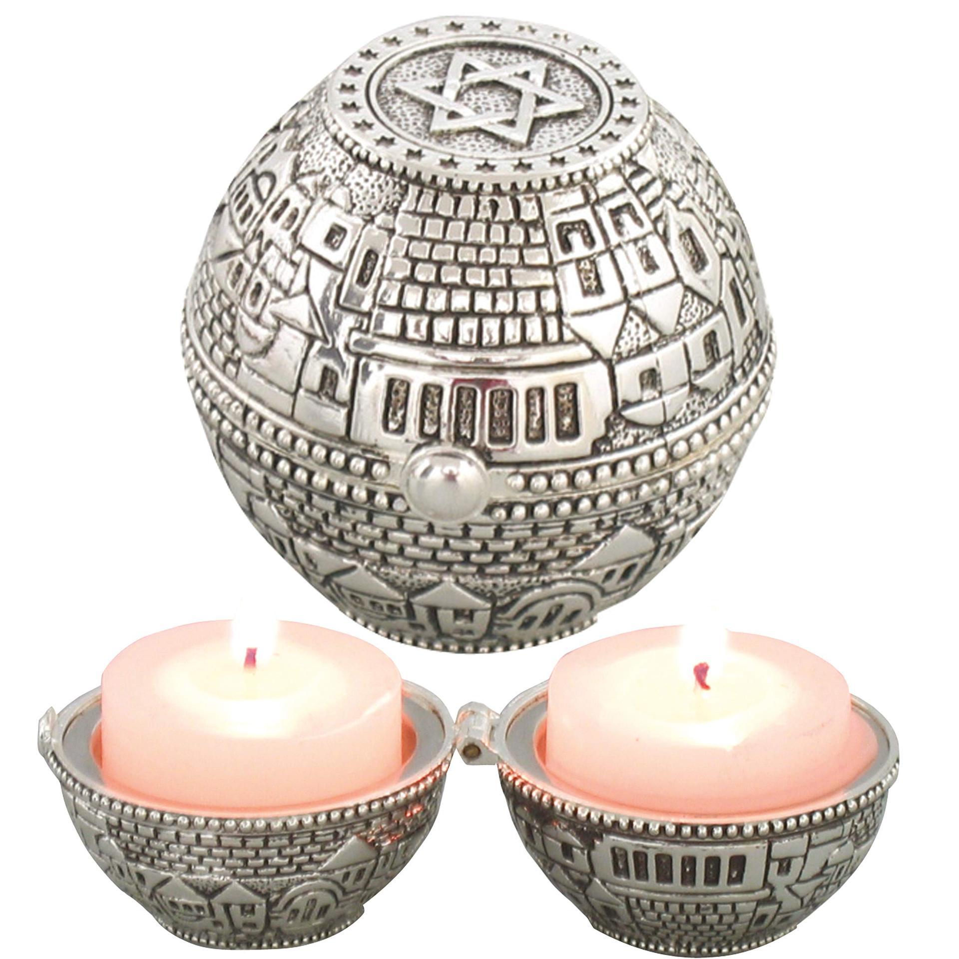 Ceramic Candle Vessel - حاملات شموع معدنية للسفر للשבת اليهودية،