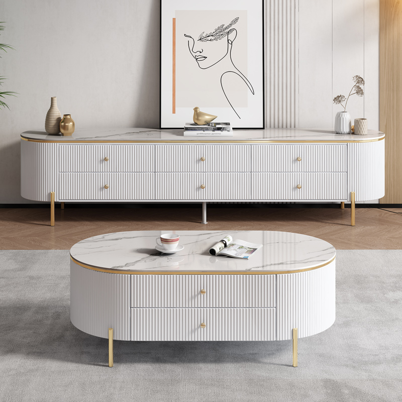 Interior Design Luxury Living Room - طاولة تلفاز خشبية فاخرة وعصرية بسطح
