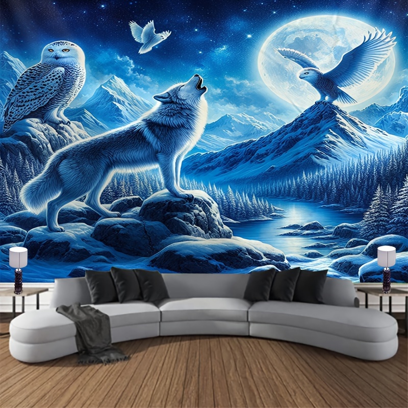 Interior Design Landscape - جدارية على شكل ذئب عواء على
