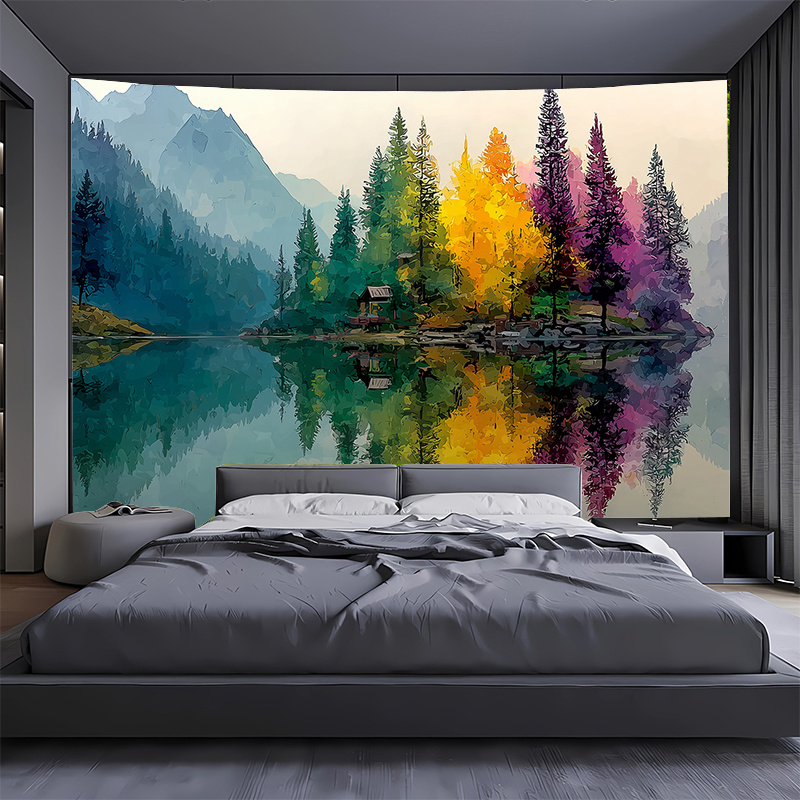 الملونة الغابات بحيرة جدار جدا - مراجعة Interior Design Landscape وسعره