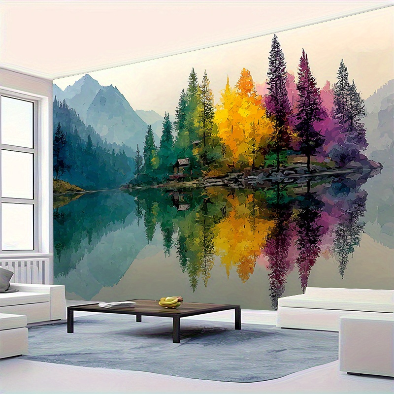 الملونة الغابات بحيرة جدار جدا - مراجعة Interior Design Landscape وسعره