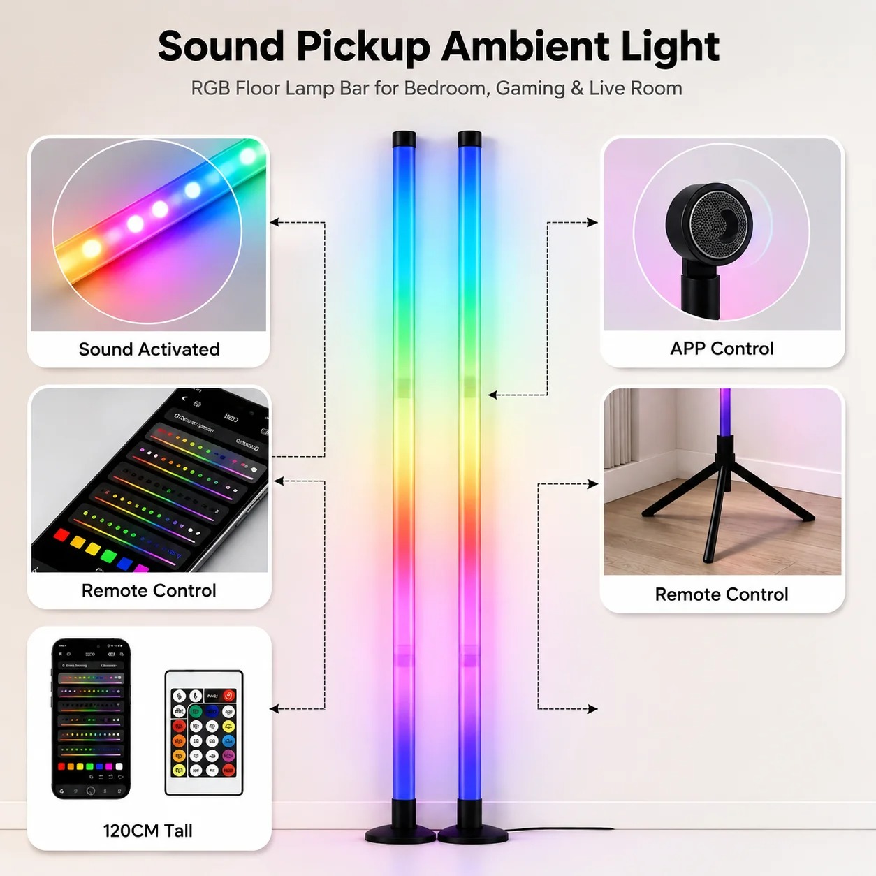 قطعتان من مصباح أرضي RGB بطول  - مراجعة Interior Design Room وسعره