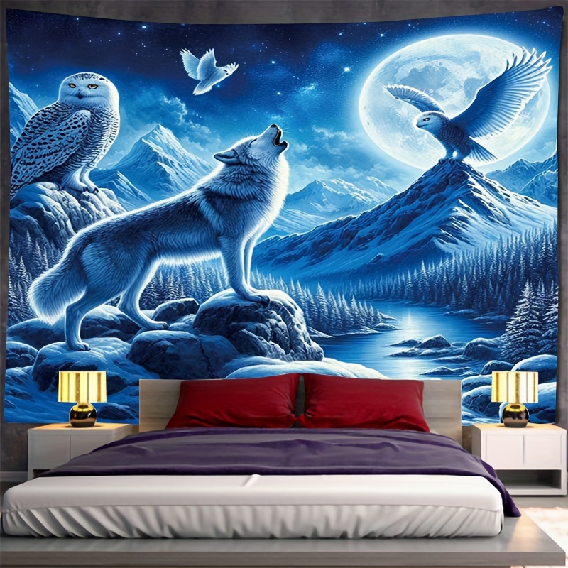 جدارية على شكل ذئب عواء على شك - مراجعة Interior Design Landscape وسعره