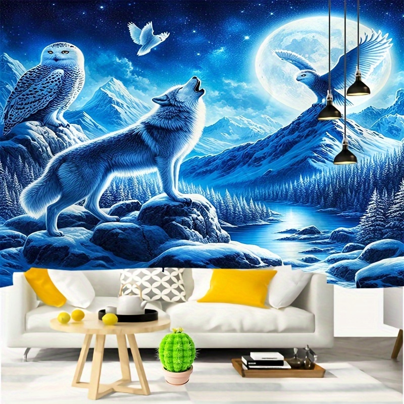 جدارية على شكل ذئب عواء على شك - مراجعة Interior Design Landscape وسعره